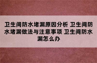 卫生间防水堵漏原因分析 卫生间防水堵漏做法与注意事项 卫生间防水漏怎么办